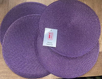 Set Of 4 Table Placemats Purple Round.Brand New Table Setting Dinning Mats • £7.99