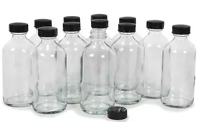  12 Clear 8 Oz Glass Bottles With Lids • $34.22