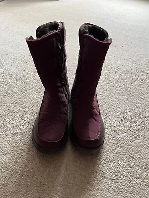 Cotton Traders Burgundy Zip Up Fleece Lined Winter Boots Size 5 BNWT • £20