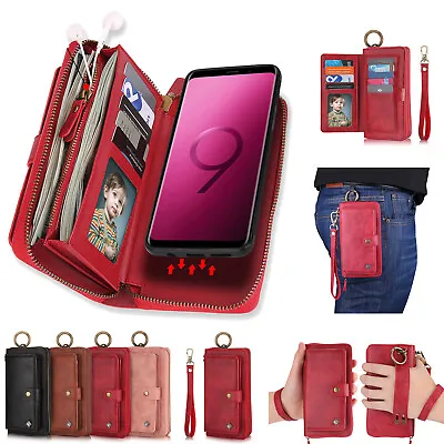 Detachable Wallet Magnetic Zipper Card Case For Samsung Note20 S22 S23 S24 Ultra • $18.49