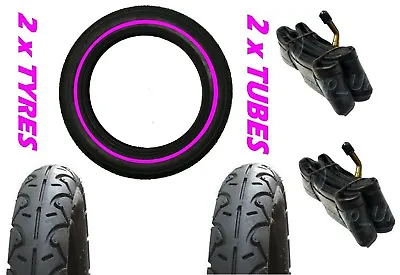 £29.37 • Buy 2 X MICRALITE STROLLER 12 1/2  X 2 1/4 + Bent Valve Tubes & Pram Tyres PINK LINE