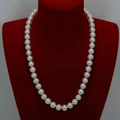 24'' Gorgeous AAAA 9-8 Mm South Sea White Pearl Necklace 14K Gold 20  18  • $40.99