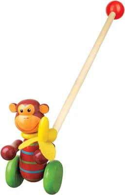 £16.63 • Buy Monkey Push Along Toy - Animal Push And Pull Along Toys For 1 Year Olds, Wooden 