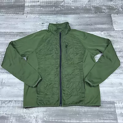 Orvis Jacket Mens Large Green Full Zip Quilted Fleece Lightweight Outdoors • $22.95