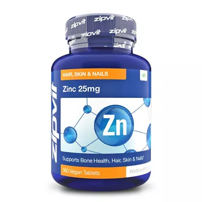 Zipvit Zinc 25mg 360 Vegan Tablets. Supports Bone Health & Cognitive Function • £16.89