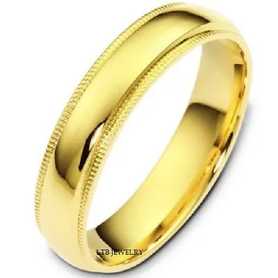 Mens Womens 14k Yellow Gold Wedding Bands Rings Milgrain Classic Shiny Finish  • $630