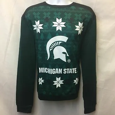 Michigan State Spartans Ugly Sweater Look Sweatshirt S Or Xl Free Priority Ship • $25