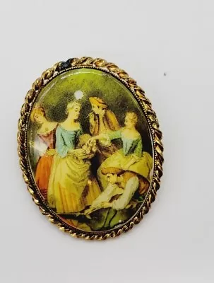 Vintage Hand Painted Porcelain W GERMANY Brooch Pin West Germany RARE • $35.77