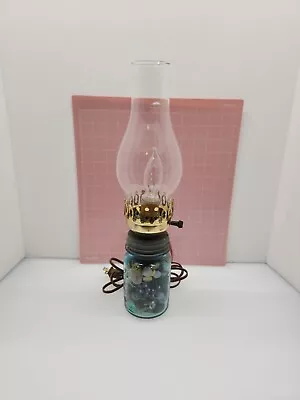Vintage Teal Ball Perfect Mason Jar Lamp Homemade Works Corded Glass • $17.99