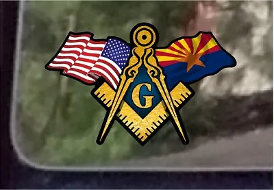ProSticker 038 (One) 3  X 5  American Arizona Flags Masonic Decal Sticker USA • $7.95