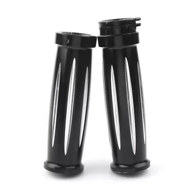 Black CNC 1  Motorcycle Handlebar Hand Grips For Harley Sportster Dyna Softail • $16.98