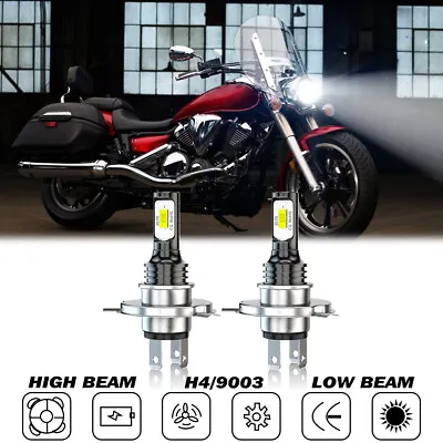H4 LED Motorcycle Headlight Bulbs Hi/Lo For Yamaha V-Star 950 1100 1300 Classic • $14.99