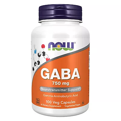 NOW FOODS GABA 750 Mg - 100 Veg Capsules • $12.79