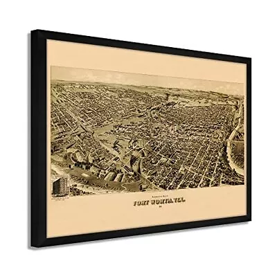 $282.99 • Buy 1891 Fort Worth Texas Map - Framed Vintage Fort Worth Map Wall Art Poster Print