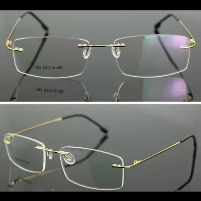 Mens Women Eyeglass Frames Spectacles Rimless Light Weight Titanium Alloy • £14.03