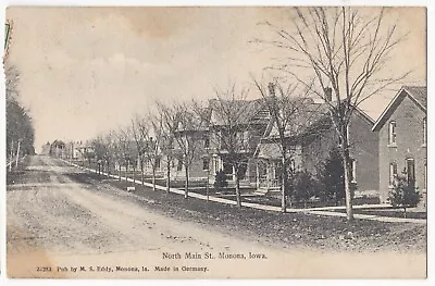 C1909 Postcard - NORTH MAIN ST MONONA IOWA - Pub. M.S. Eddy - P/used Monona • $3.99