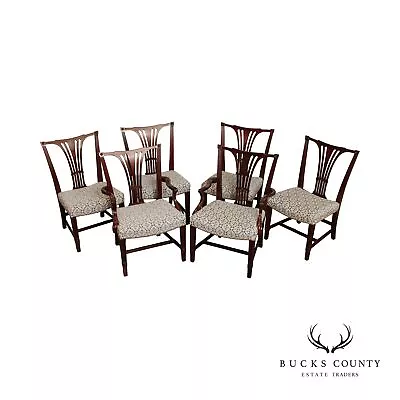 John Widdicomb Chippendale Style Set Six Mahogany Dining Chairs • $2795