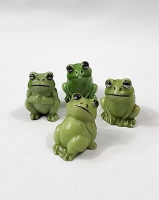 4 Vintage Miniature Big Eyed Frog Figurines Hard Plastic Kitschy  • $10