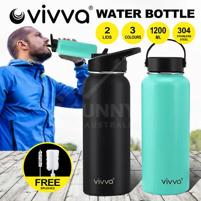 $20.88 • Buy Water Bottle Stainless Steel Double Wall Cycling Vacuum Insulated Drink Cup 1.2L