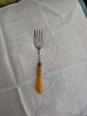 Vintage Butterscotch Bakelite Handle Salad/Serving Fork - NICE • $6.75