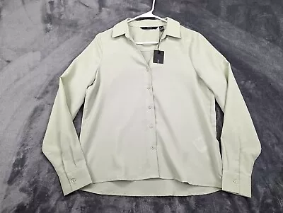 New Vero Moda Shirt Womens Small Sheer Long Sleeve Button Up Lightweight Green • $4.99