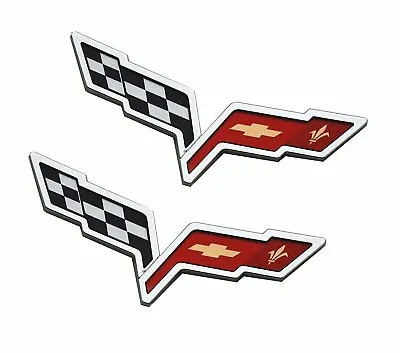 2pcs ABS For 05-2013 C6 Corvette Front Hood & Rear Crossed Flags Emblem Badge • $24.99