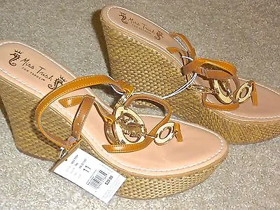 NEW Miss Trish Of Capri For Target Tan Seahorse Platform Wedge Sandals 11 • $29.99