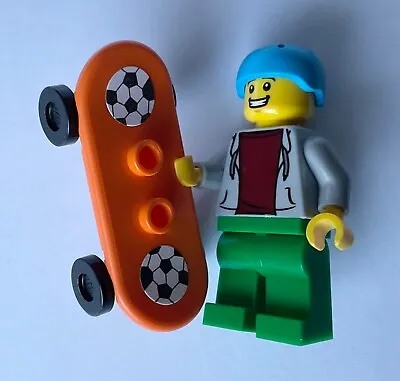 £3.95 • Buy LEGO Skateboarder Minifigure Helmet Orange Skateboard +optional Stickers NEW UK