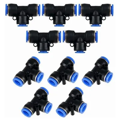 10X Tube 8mm 5/16  Tee Union Pneumatic Push Connector Air Line Fittings A456 • $8.30