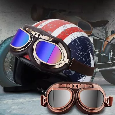 Motorcycle Scooter Mopeds Bike Vintage Aviator Pilot Style Cruiser Goggles NEW • $10.97