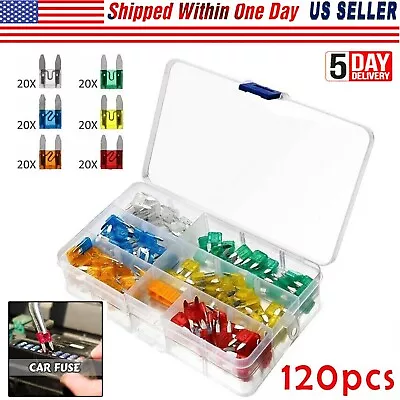 120pcs Fuse Mini Blade Car Atm Auto Kit Assortment Fuses Apm Suv Add-A-Circuit • $5.45