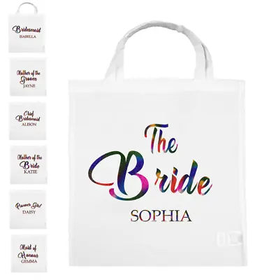 £6.99 • Buy The Bride Personalised Short Handled Tote Bag Wedding Squad Hen Party Gift Bags