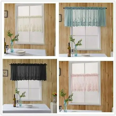 Kitchen Cafe Curtain Lace Valance Window Sheer Net Voile Short Panel Home Decor • £6.59