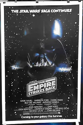Authentic 1980 The Empire Strikes Back Star Wars Advance Movie Poster Rolled C9 • $749.95