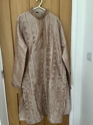 Men Indian Sarvani Suit Size 42 Beidge Colour With Cream Bottom  • £25