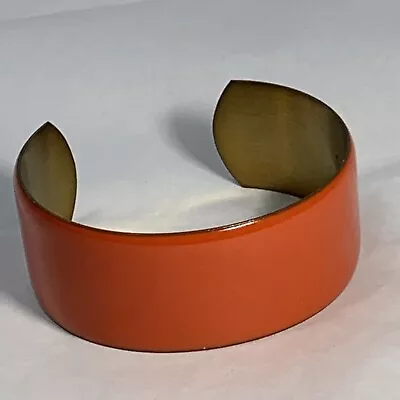 $22.95 • Buy VINTAGE Orange Enamel CUFF BRACELET Retro Brass 6.5 