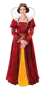 Regal Queen Elizabeth Costume Royalty Tudor Ladies Medieval Fancy Dress • £40.39