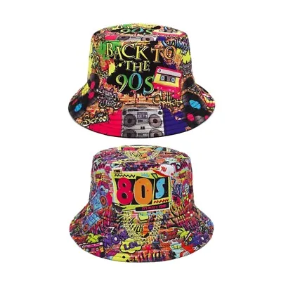 Vintage Print Fisherman Cap For Men Women Unisex 80s 90s Nostalgic Bucket Hat • $18.34