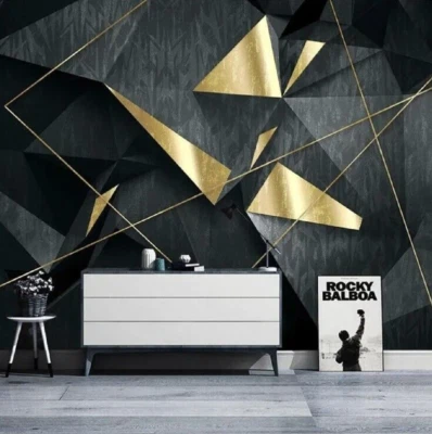 £185.43 • Buy 3D Black Gold Geometric Wallpaper Wall Mural Removable Self-adhesive 3333--JN
