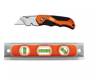 Klein Tools 9 In. Aluminum Torpedo Level And Folding Utility Knife Tool Set • $18.75