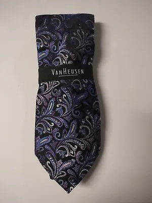 New Van Heusen Purple Floral Paisley Like Print Silk Neck Tie • $15.99