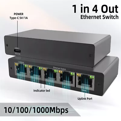 4 Outputs Port Multi-Gigabit Switch Gigabit Ethernet RJ45 Ports Network Switch • $18.92