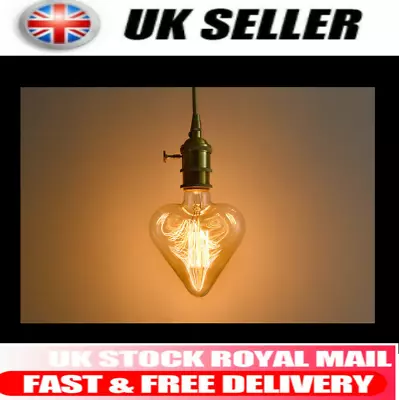 Vintage Heart Light Bulb E27 Edison Bulb Lamp Amber Light Lamp  • £9.65