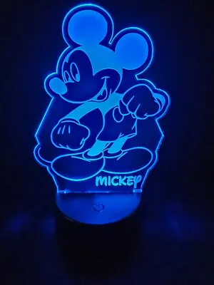 Mickey Mouse 3D LED Night Light 16 Color Changing Acrylic Decor W/ Remote • $18.75