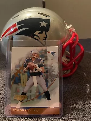 New England Patriots Riddell Mini Helmet + Tom Brady Topps 2002 Debut Card • $24.99