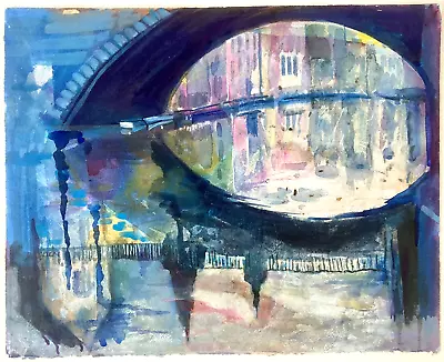 R. Roden Venice Watercolor Fine Art Bridge Sighs Italy Blue Canal Reflection MCM • $115.20