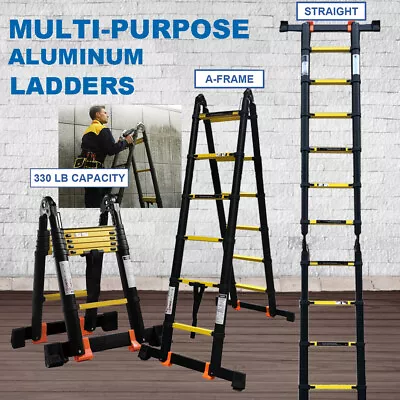 £122.47 • Buy 3.8M Multi-Purpose Aluminium Telescopic Folding Loft Ladder 6+6 Steps Extendable