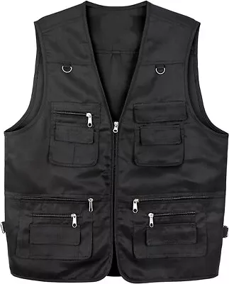 Mens Multi Pocket Vest Outdoor Fishing / Photography & Hunting Waistcoat • £11.99