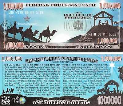 Lot Of 25 Nativity Million Dollar Bill Funny Money Gospel Tract Novelty Notes • $8.05