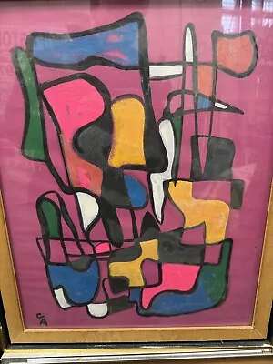 Abstract Expressionist Mid Century Modern Style Painting Modernist Signed G A • $199.99